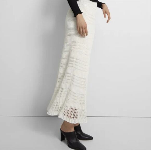 NWT! Theory Pull-On Crochet Knit Lace Ivory Maxi Skirt - Size Medium - Picture 8 of 12
